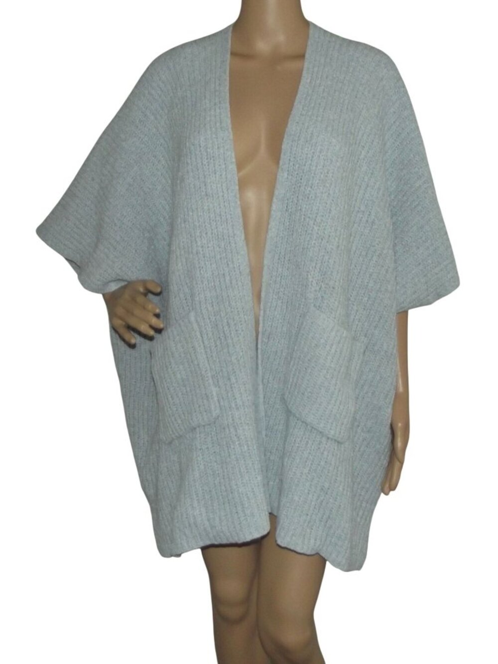 Aerie Cardigan Sweater Womens Size XS Small blue rib cap pockets cozy textured